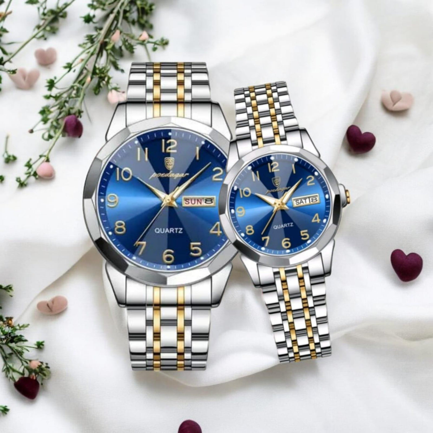 PAREJA RELOJ SILVER/AZUL PODEGAR (INCLUYE 2 RELOJES) - NOVARIS