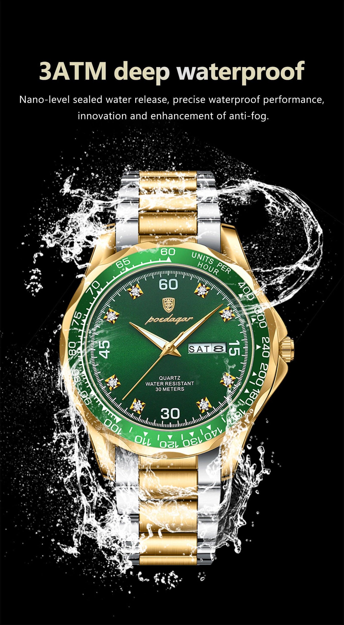 RELOJ HOMBRE GOLD & SILVER/VERDE PODEGAR - NOVARIS