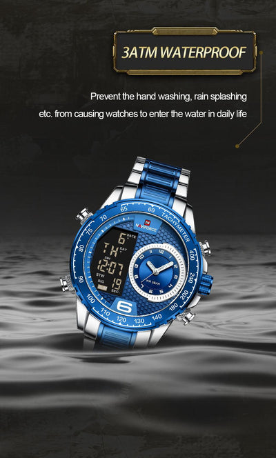 RELOJ HOMBRE PLATEADO/AZUL NAVIFORCE - NOVARIS