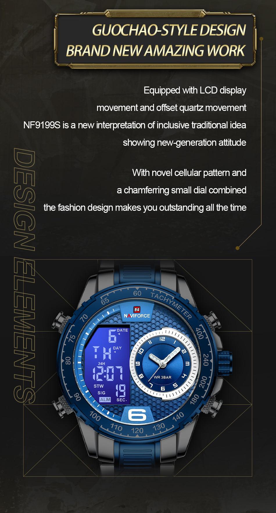 RELOJ HOMBRE PLATEADO/AZUL NAVIFORCE - NOVARIS