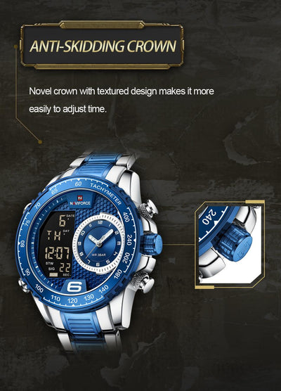 RELOJ HOMBRE PLATEADO/AZUL NAVIFORCE - NOVARIS