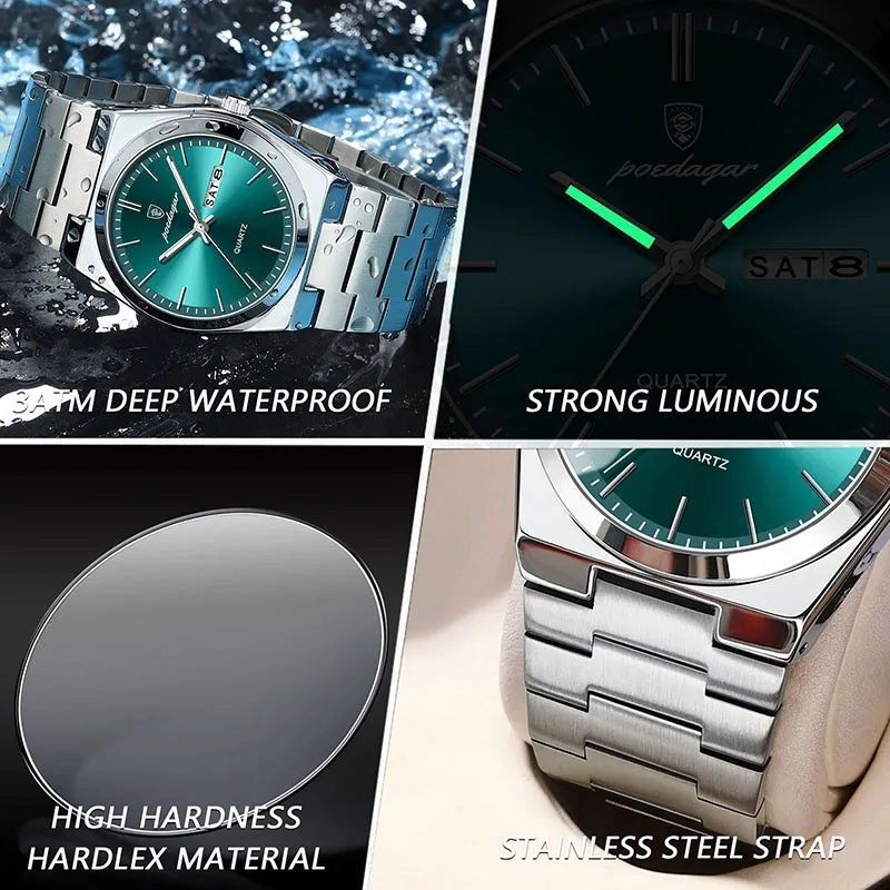 RELOJ HOMBRE SILVER/VERDE JADE PODEGAR