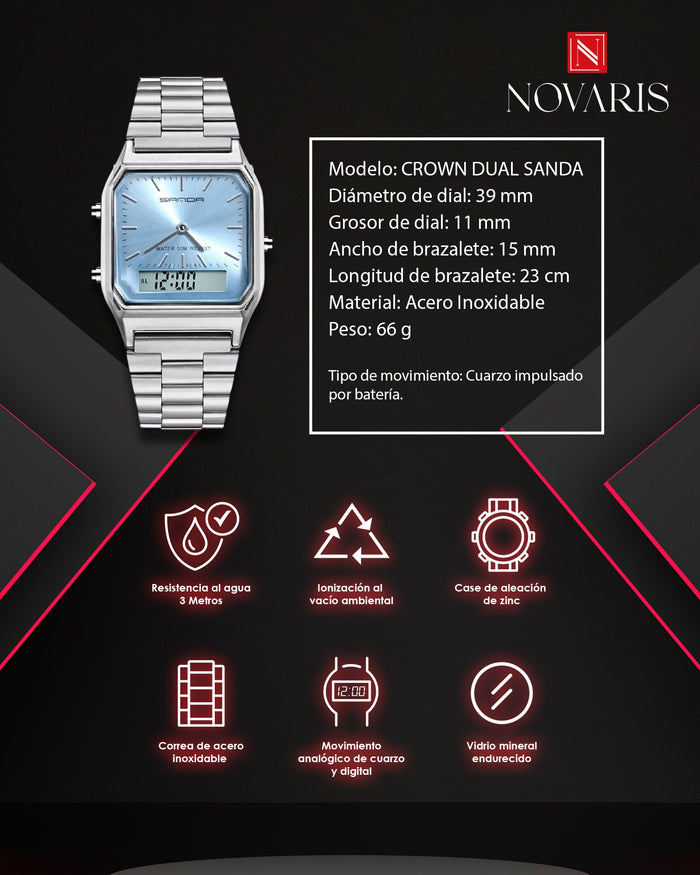 RELOJ HOMBRE CROWN DUAL SANDA (RHY)