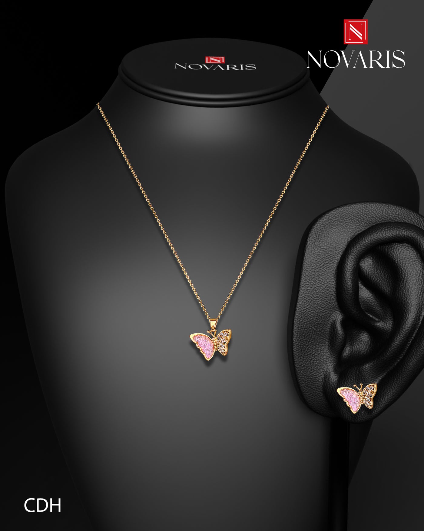 COLLAR MUJER MARIPOSA ROSA (CDH)