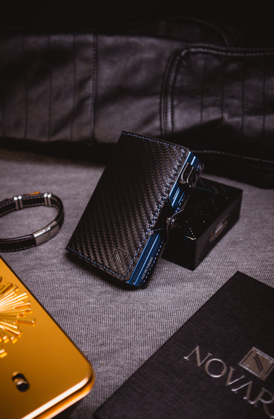 BILLETERA HOMBRE DUAL CARBON FIBER BLUE (BHE03)