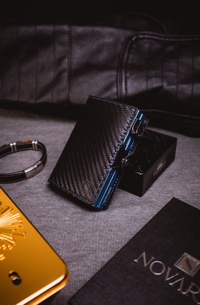 BILLETERA HOMBRE DUAL CARBON FIBER BLUE (BHE03)