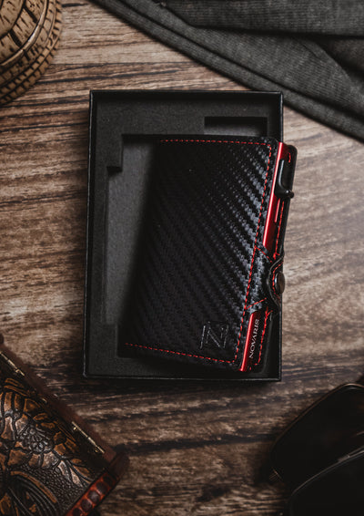BILLETERA HOMBRE CARBON FIBER RED (BHA02)