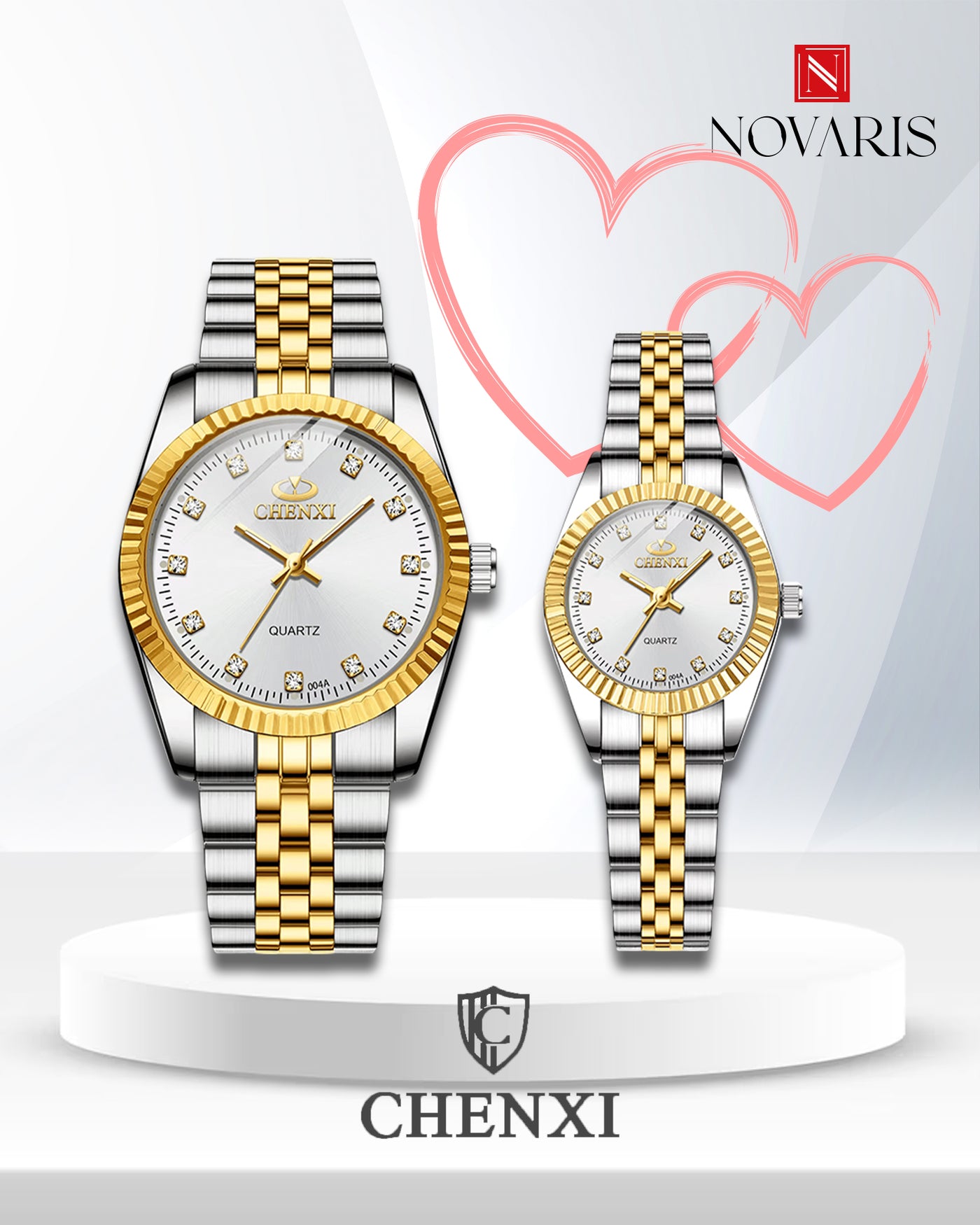 PAREJA RELOJ CHENXY BLANCO (INCLUYE 2 RELOJES)