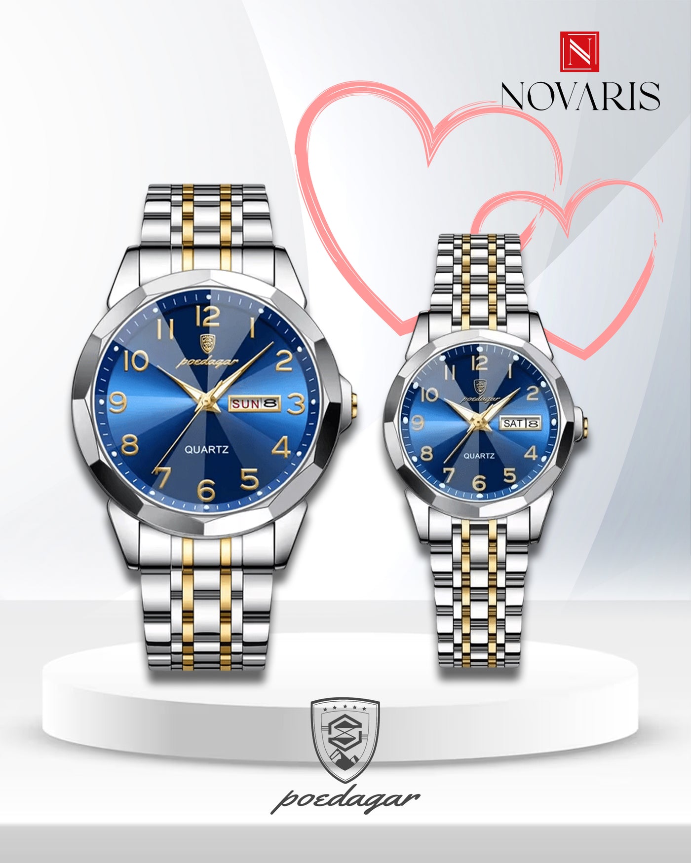 PAREJA RELOJ CLASICO AZUL POEDAGAR (INCLUYE 2 RELOJES)