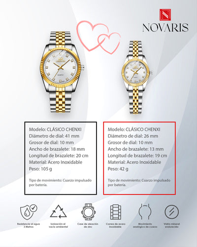 PAREJA RELOJ CHENXY BLANCO (INCLUYE 2 RELOJES)