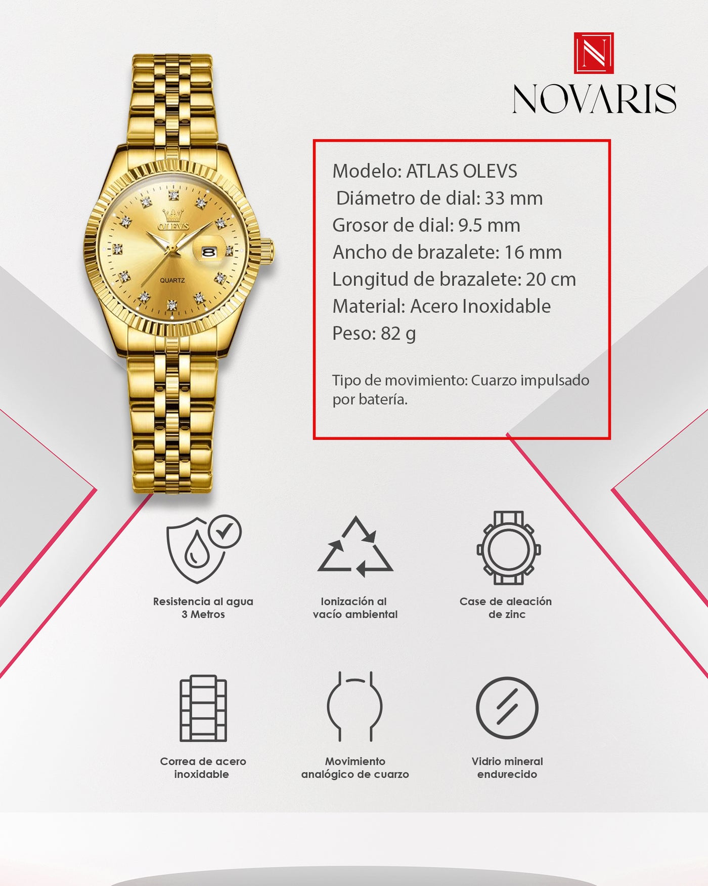 RELOJ DAMA ATLAS OLEVS (RDN)