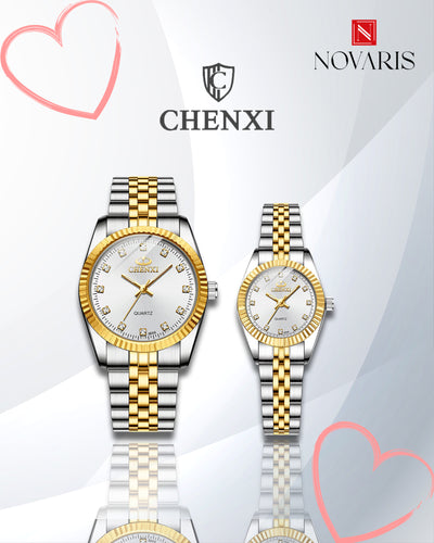 PAREJA RELOJ CHENXY BLANCO (INCLUYE 2 RELOJES)