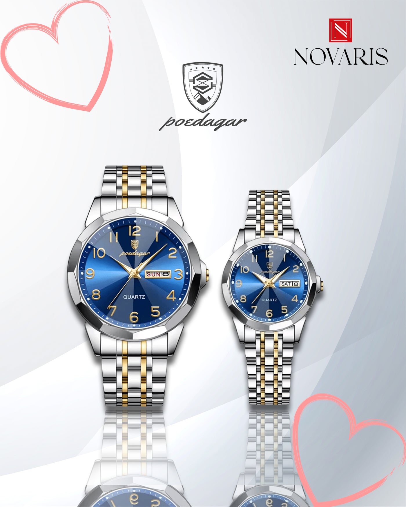 PAREJA RELOJ CLASICO AZUL POEDAGAR (INCLUYE 2 RELOJES)