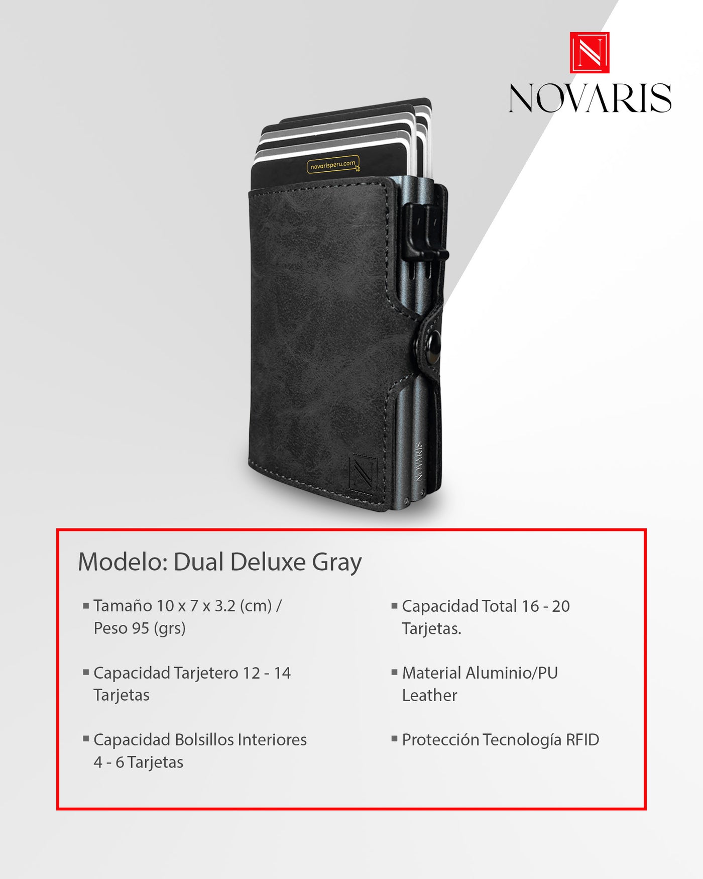 BILLETERA HOMBRE DUAL DELUXE GRAY (BHD02)