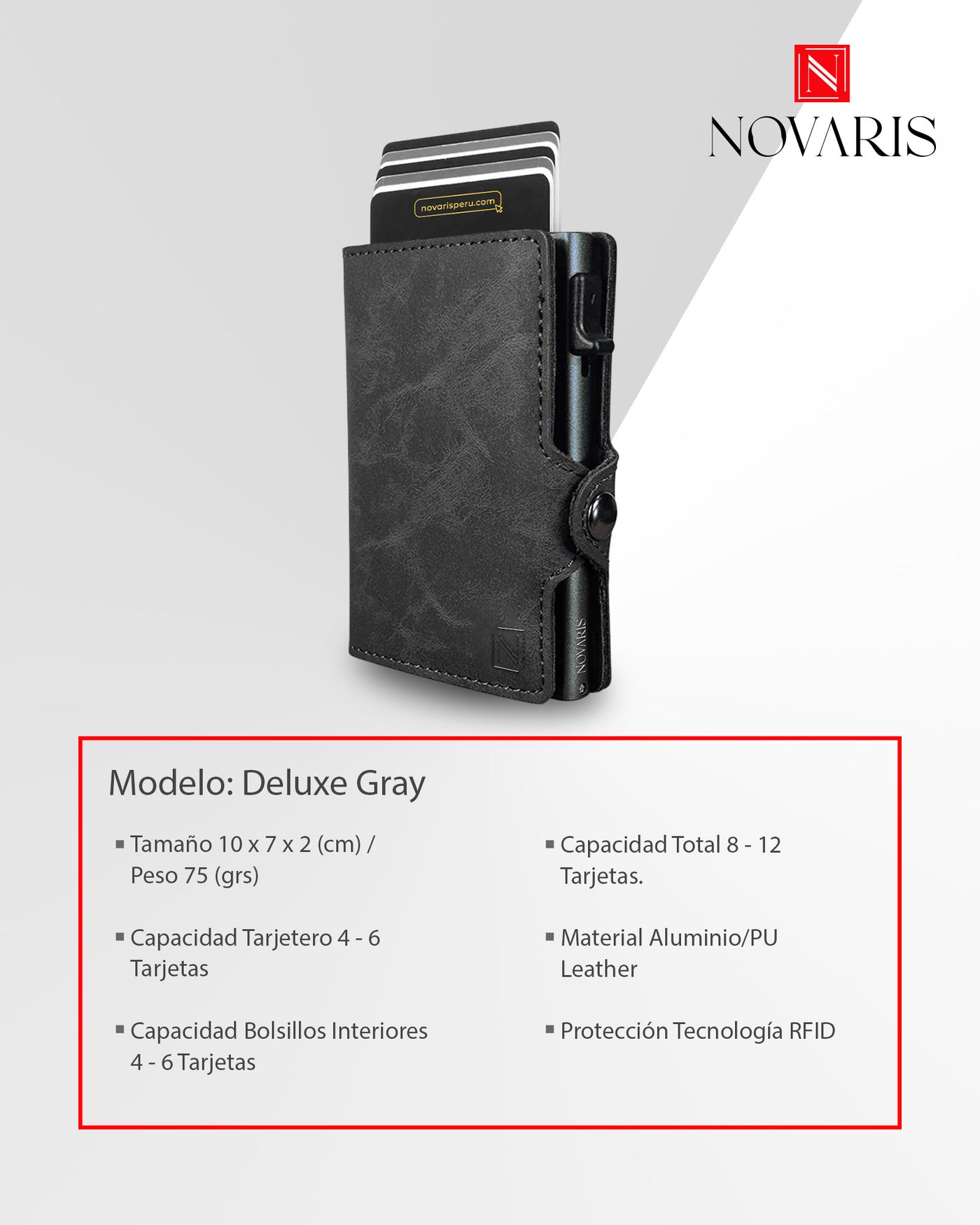 BILLETERA HOMBRE DELUXE GRAY (BHB02)