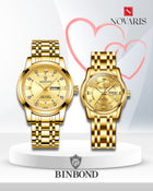 PAREJA RELOJ ROMANO DORADO BINBOND (INCLUYE 2 RELOJES)