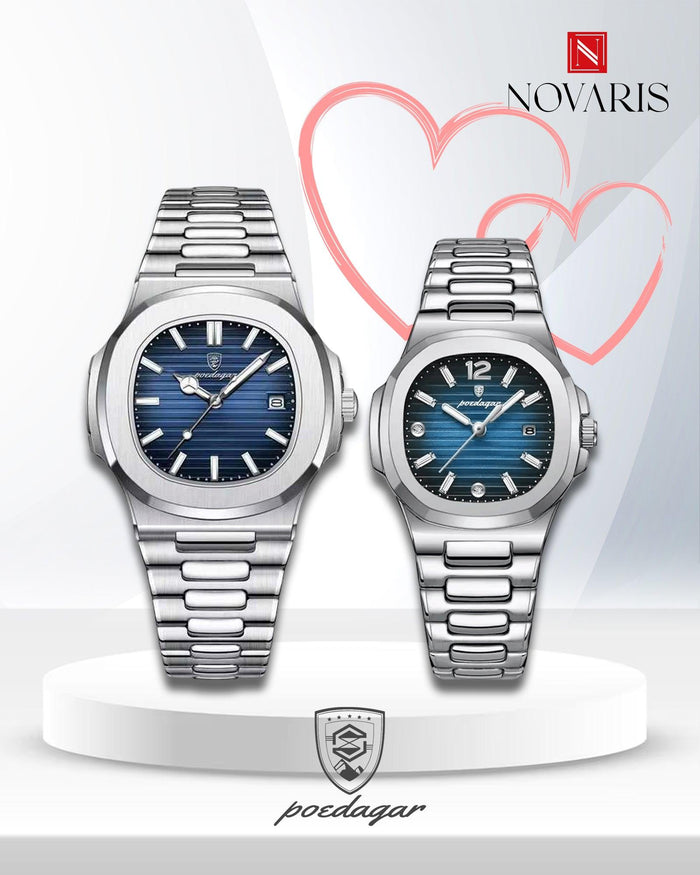 PAREJA RELOJ OLD MONEY AZUL POEDAGAR (INCLUYE 2 RELOJES)