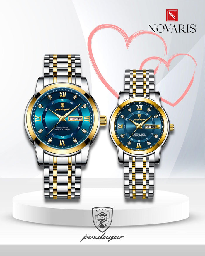 PAREJA RELOJ ROMANO TURQUESA POEDAGAR (INCLUYE 2 RELOJES)