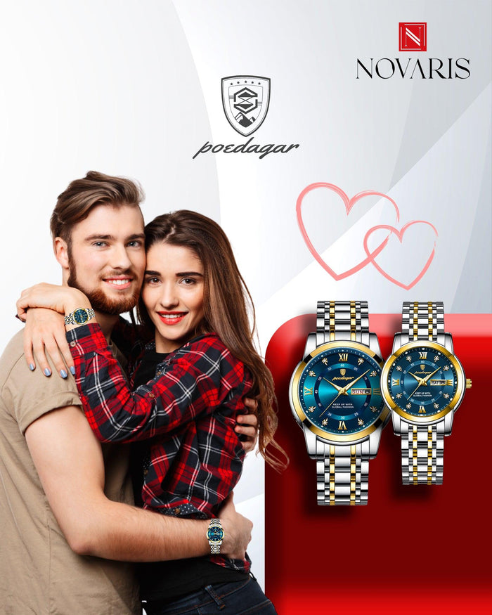 PAREJA RELOJ ROMANO TURQUESA POEDAGAR (INCLUYE 2 RELOJES)