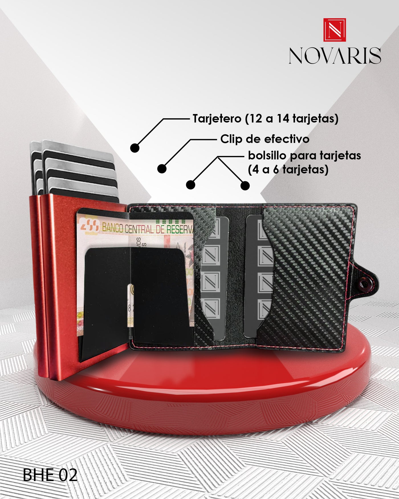 BILLETERA HOMBRE DUAL CARBON FIBER RED (BHE02)