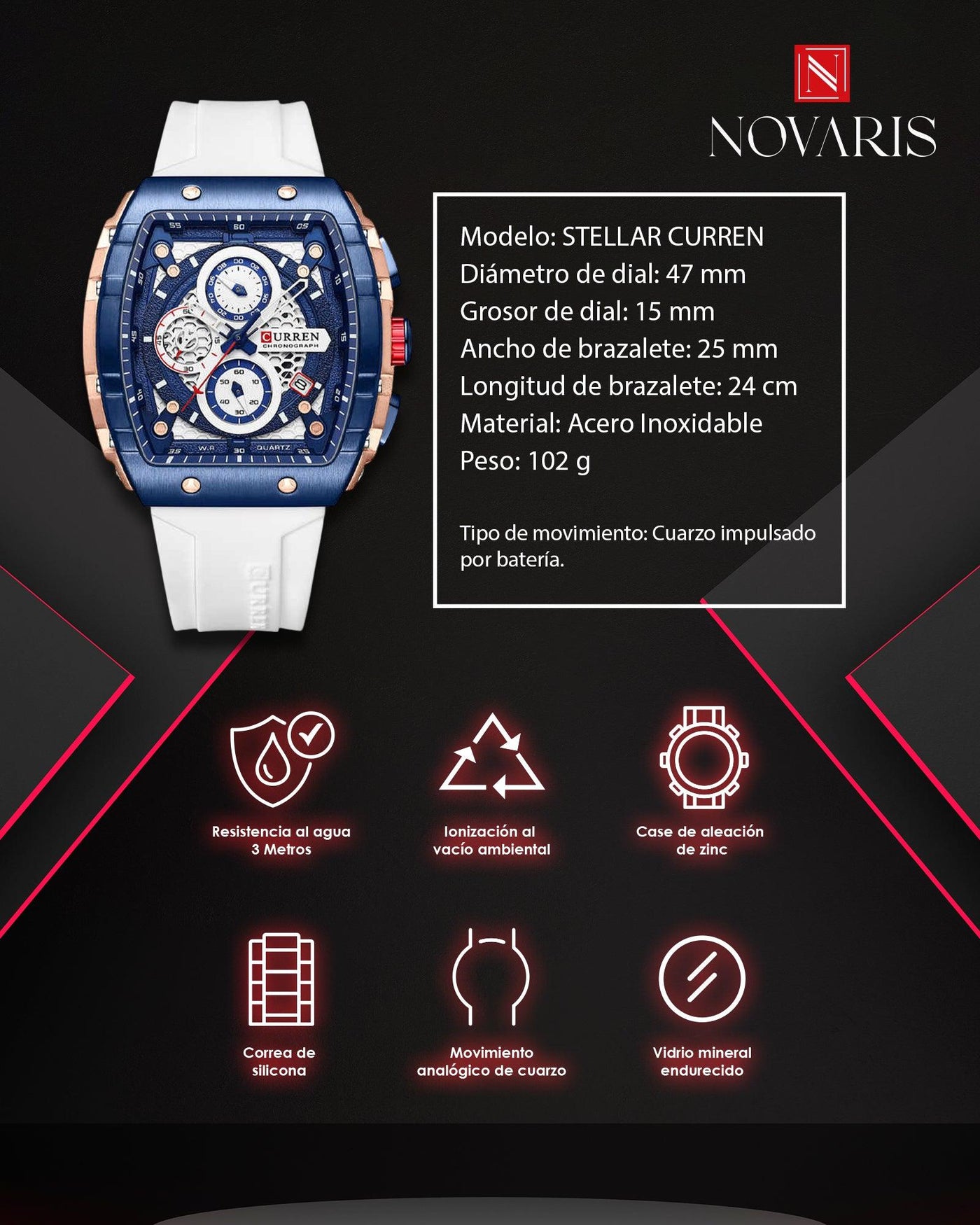 RELOJ HOMBRE STELLAR CURREN (RHR)