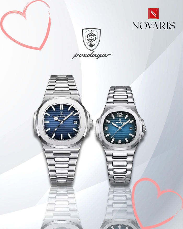 PAREJA RELOJ OLD MONEY AZUL POEDAGAR (INCLUYE 2 RELOJES)