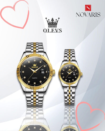 RELOJ PAREJA ATLAS NEGRO OLEVS