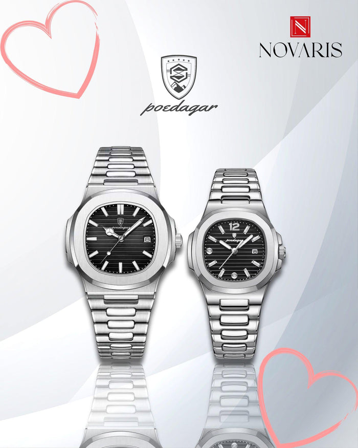 PAREJA RELOJ OLD MONEY NEGRO POEDAGAR (INCLUYE 2 RELOJES)