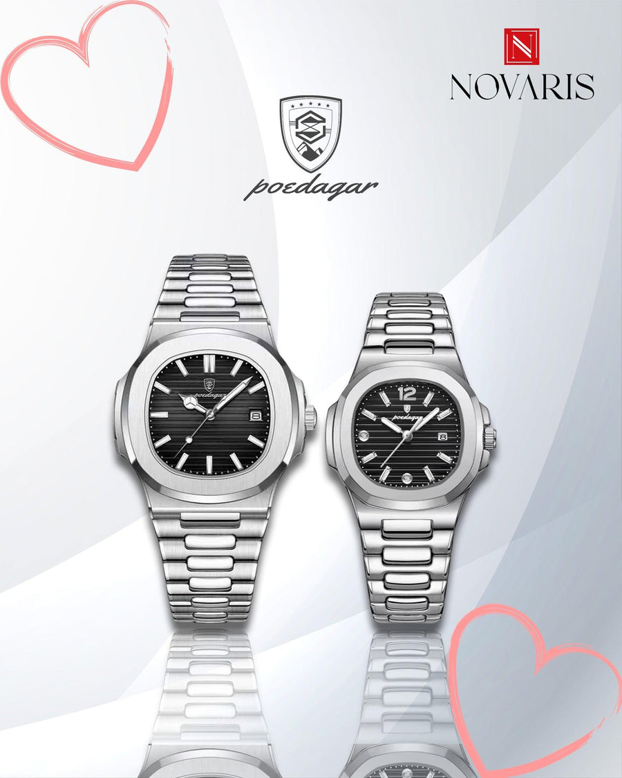PAREJA RELOJ OLD MONEY NEGRO POEDAGAR (INCLUYE 2 RELOJES)