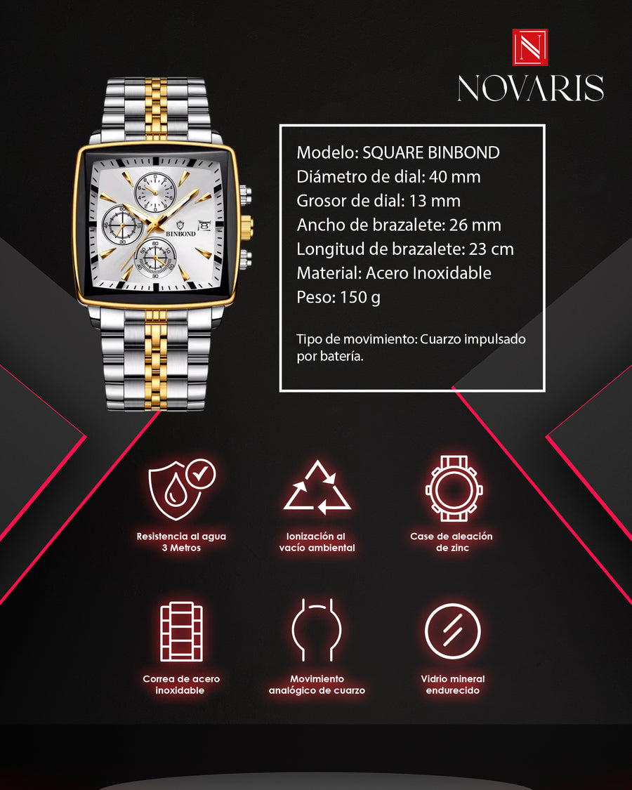 RELOJ HOMBRE SQUARE BINBOND (RHG)