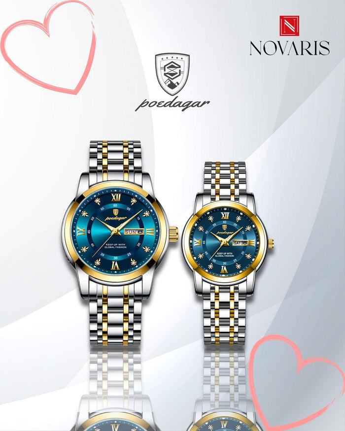 PAREJA RELOJ ROMANO TURQUESA POEDAGAR (INCLUYE 2 RELOJES)
