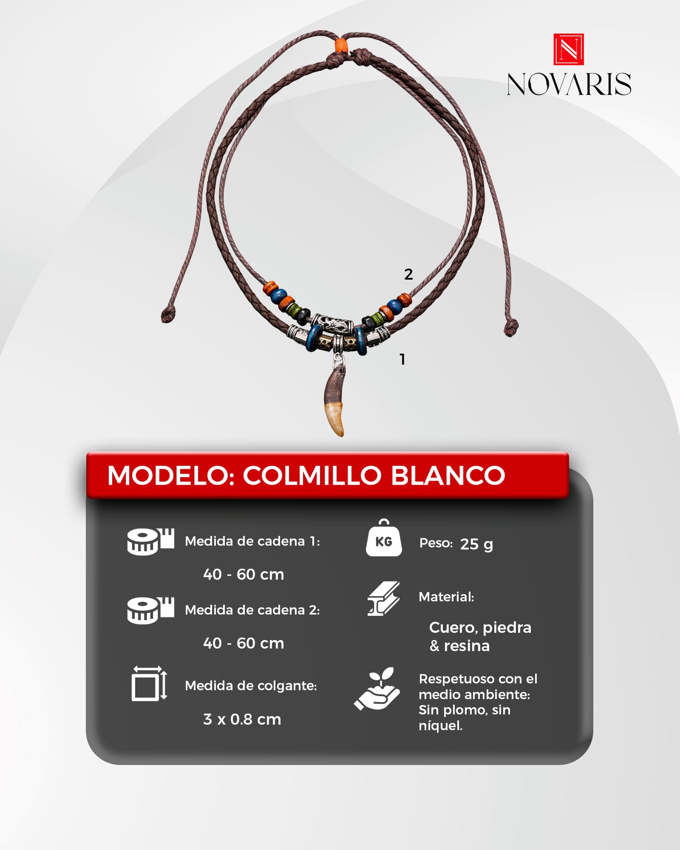 COLLAR HOMBRE COLMILLO BLANCO (CHN)