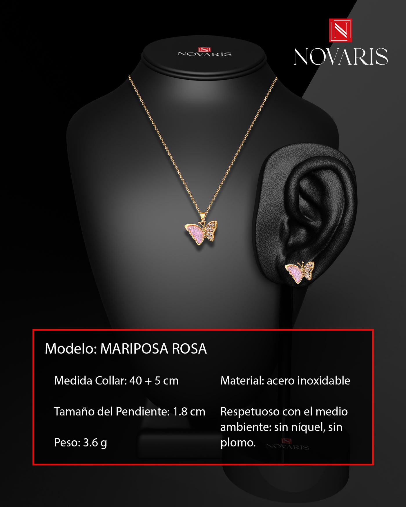 COLLAR MUJER MARIPOSA ROSA (CDH)