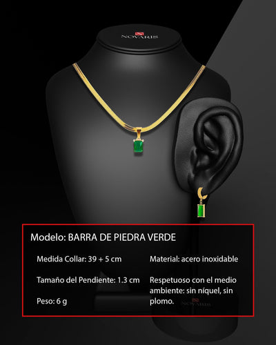 COLLAR MUJER BARRA DE PIEDRA VERDE (CDJ)