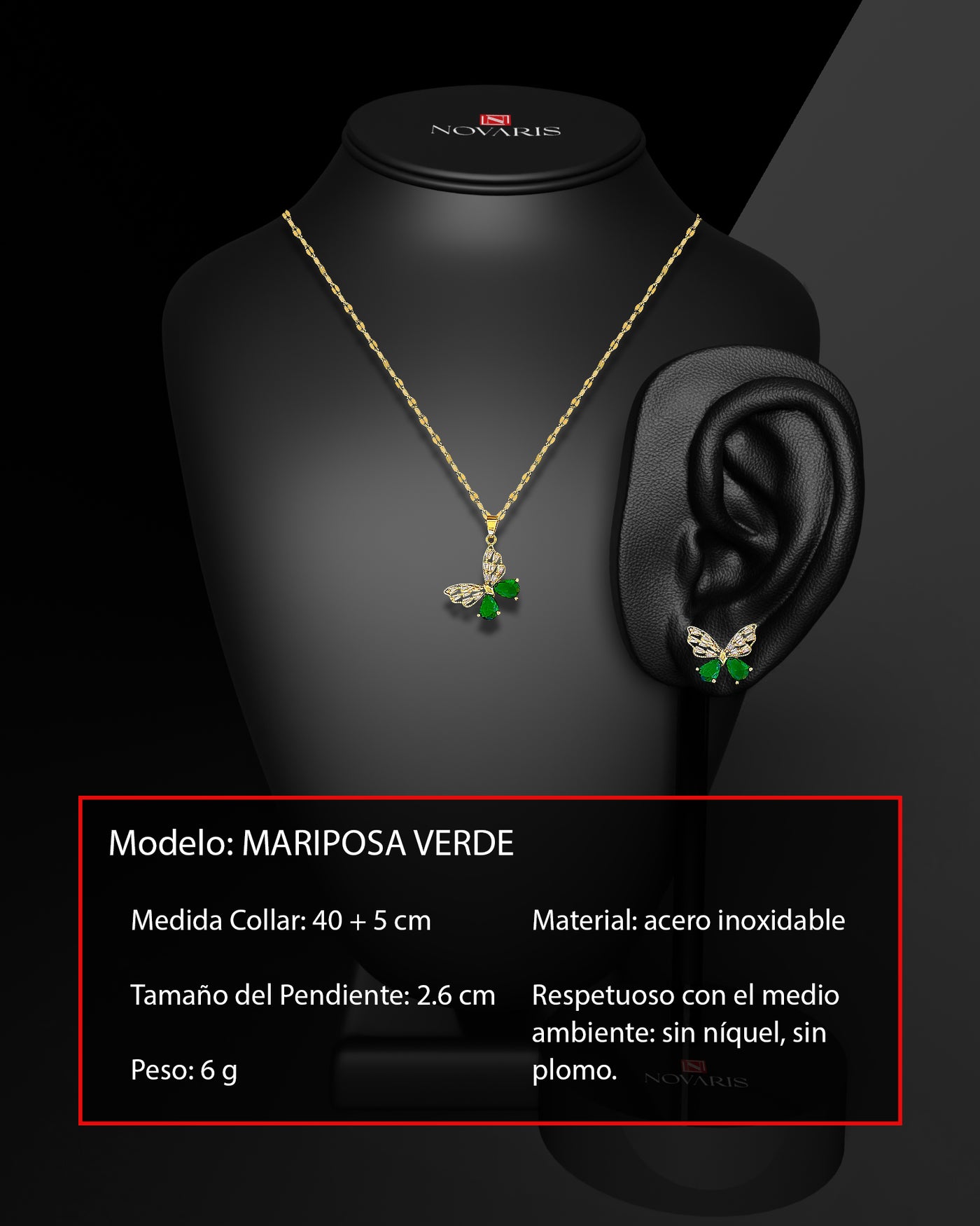 COLLAR MUJER MARIPOSA VERDE (CDK)