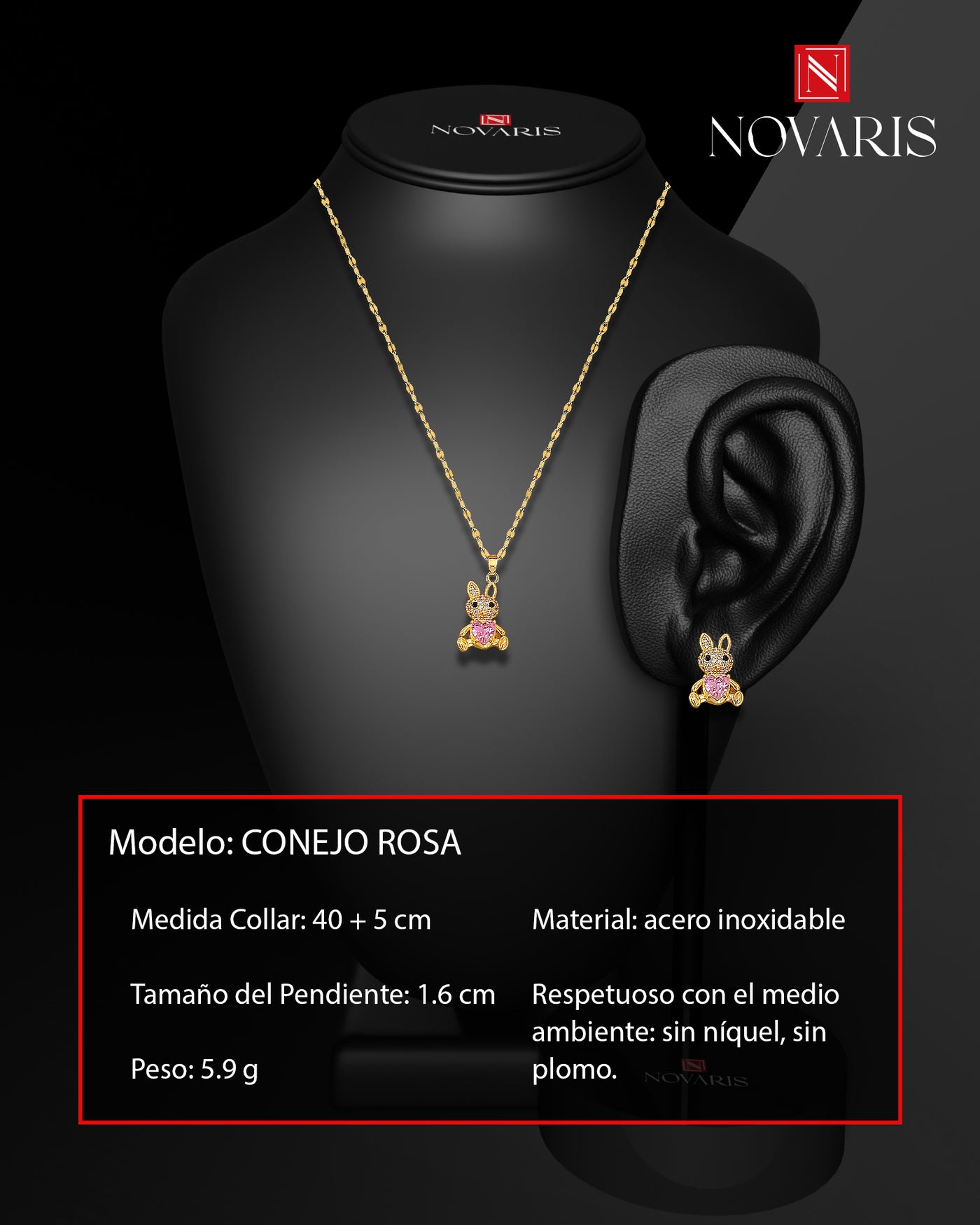 COLLAR MUJER CONEJO ROSA (CDG)