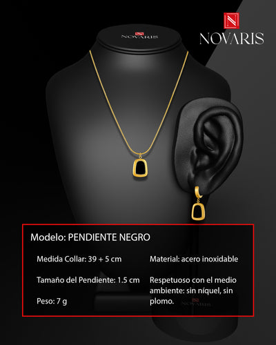 COLLAR MUJER PENDIENTE NEGRO (CDO)