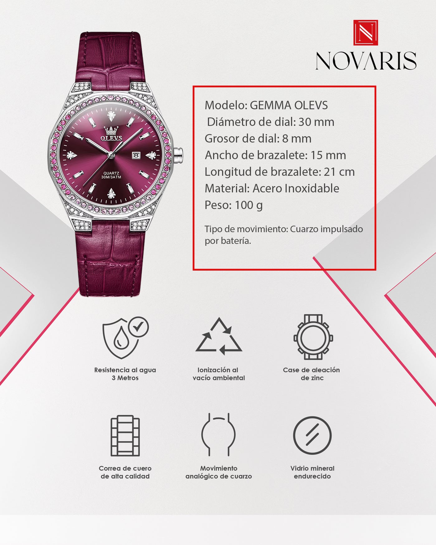 RELOJ DAMA GEMMA OLEVS (RDM)