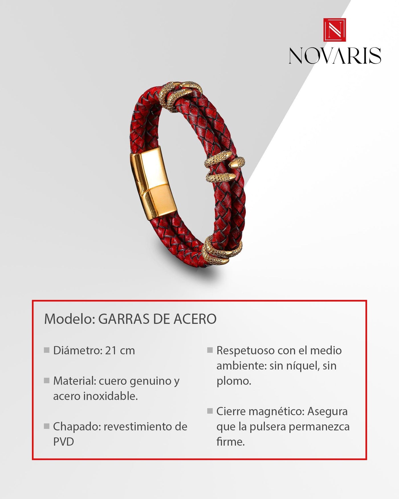 PULSERA HOMBRE GARRAS ACERO (PHM)